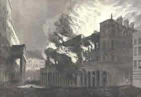 The Queen's Theatre burning, London 1867