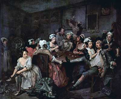 The 3rd Painting in Hogarth's series A Rake's Progress