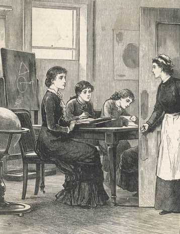 A Victorian governess teaching